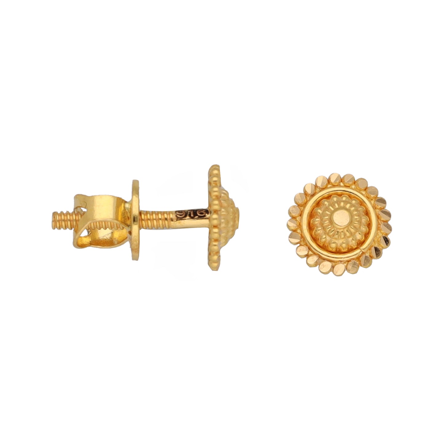 New 22ct Gold Beaded Circle Stud Earrings