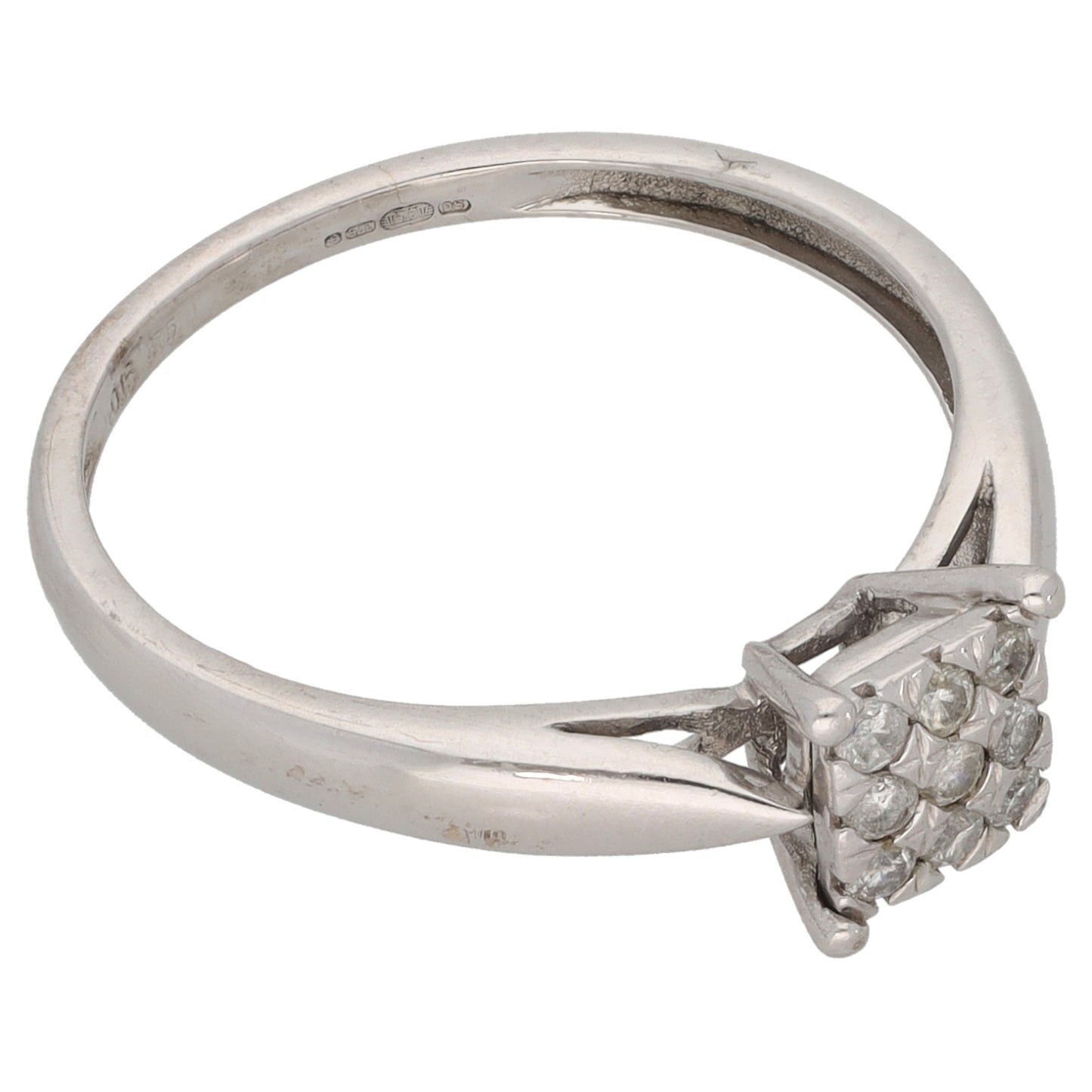 9ct White Gold 0.15ct Diamond Dress/Cocktail Ring Size N