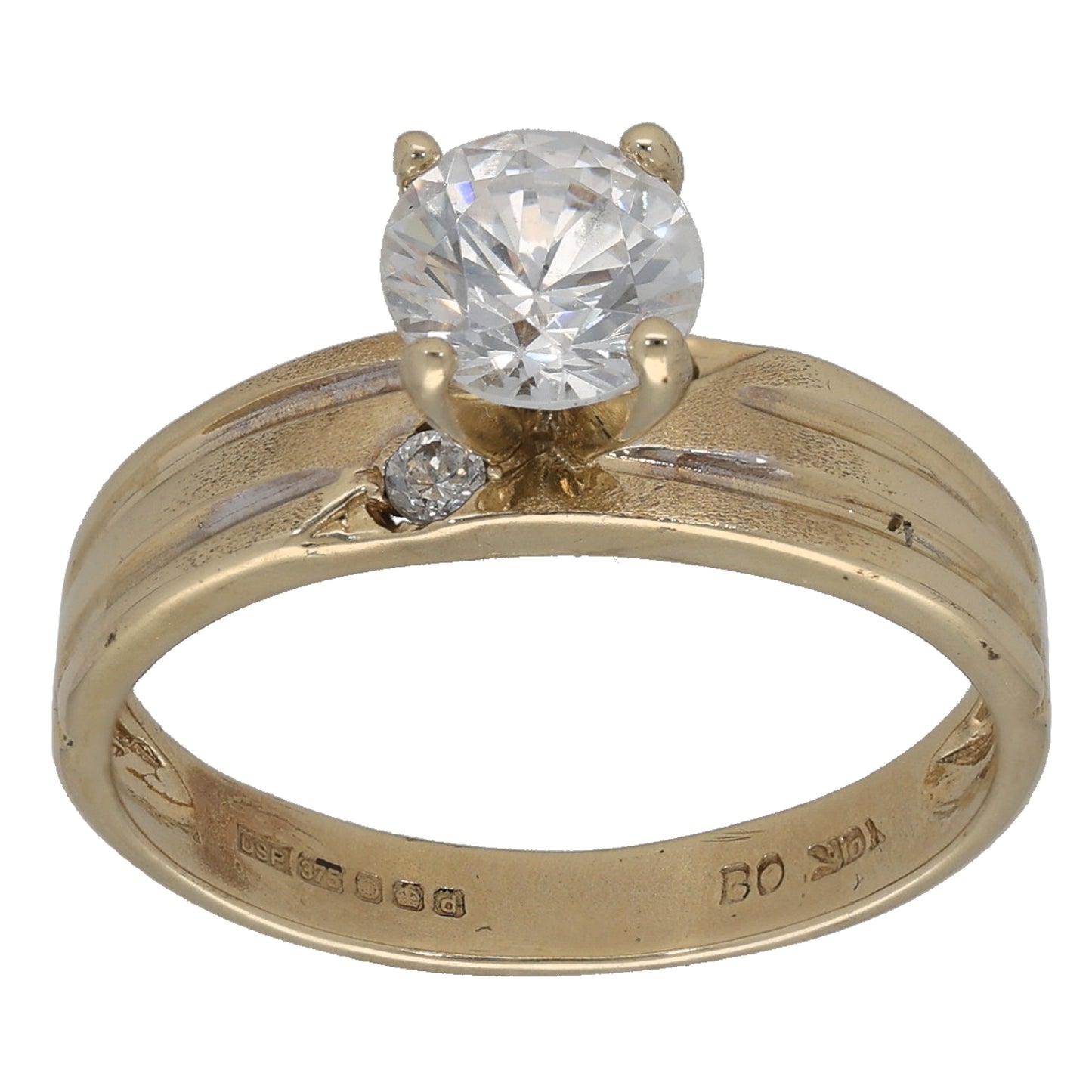 9ct Gold Cubic Zirconia Single Stone Ring Size O