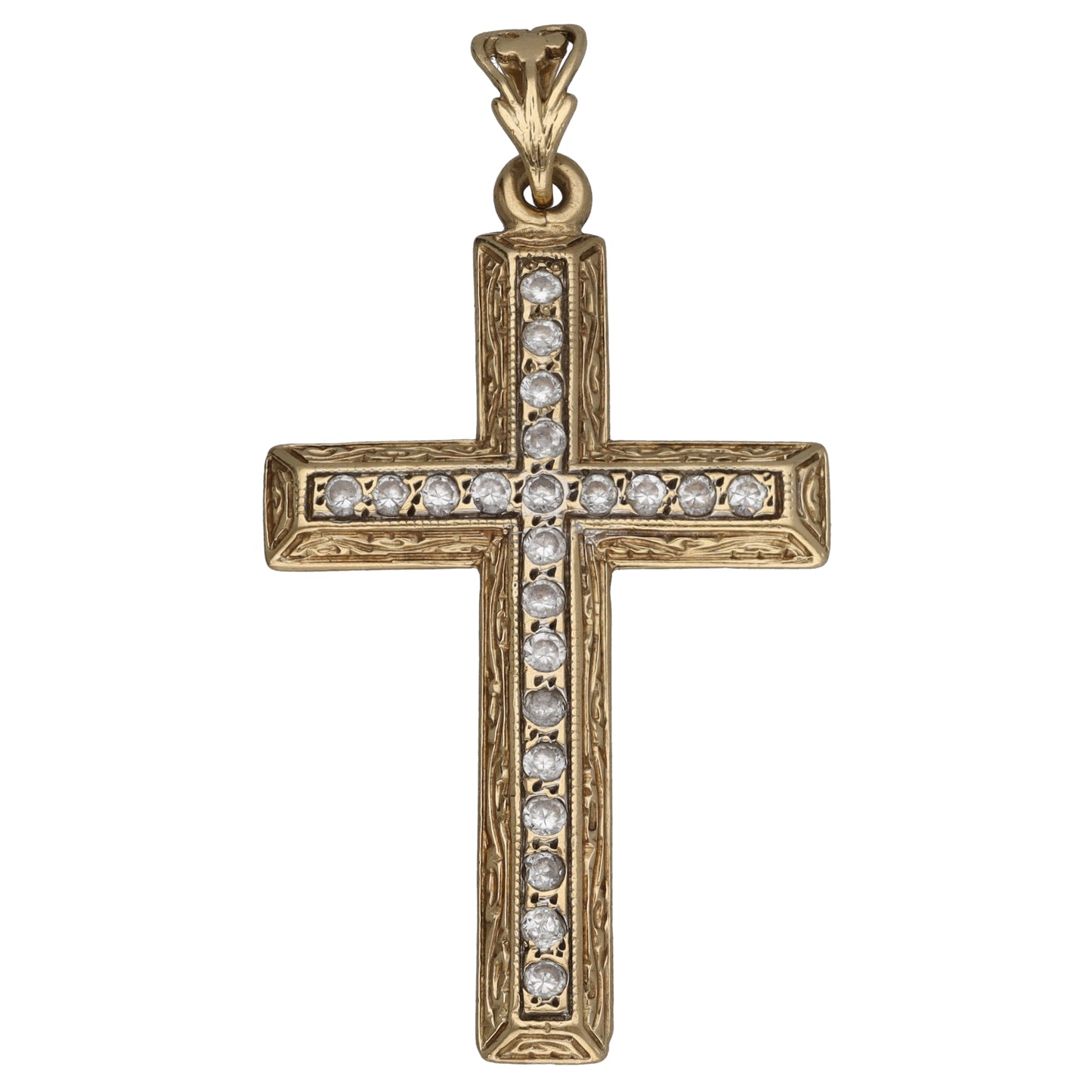 9ct Gold Cubic Zirconia Cross Pendant
