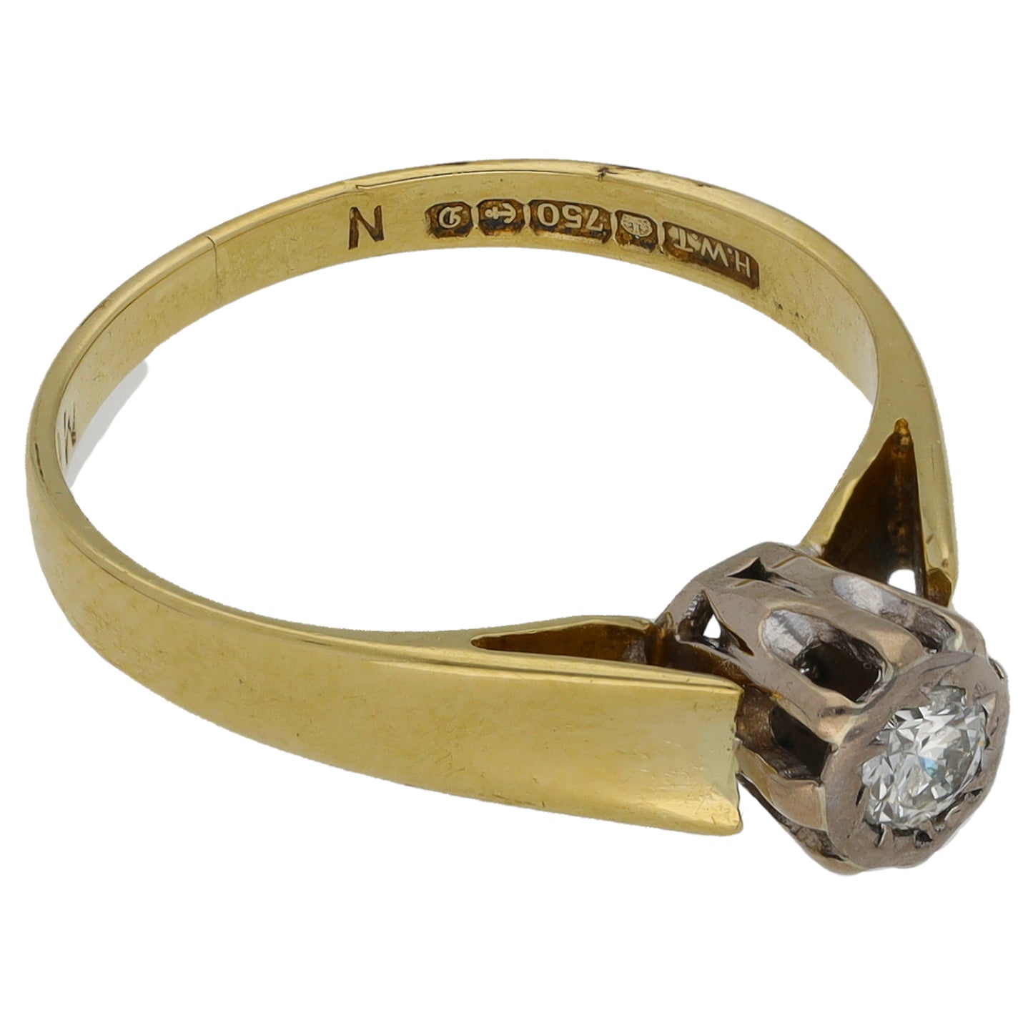 18ct Gold 0.15ct Diamond Solitaire Ring Size L
