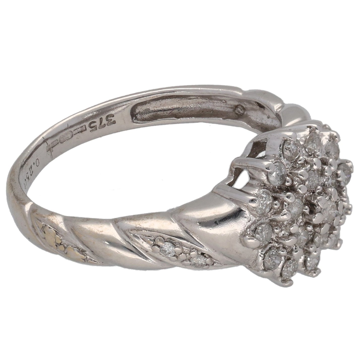 9ct White Gold 0.25ct Diamond Cluster Ring Size L