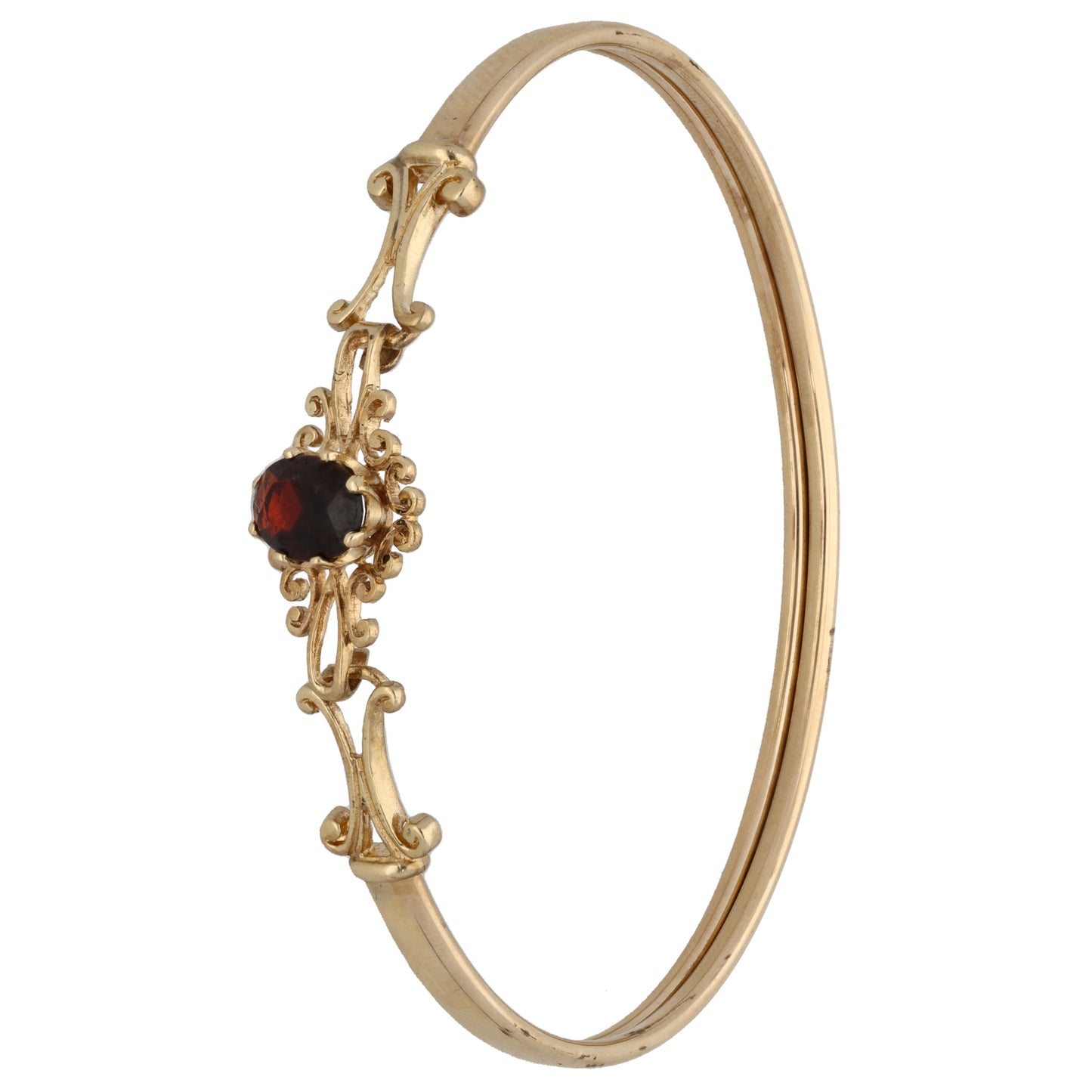 9ct Gold Garnet Hinged/Clasp Bangle