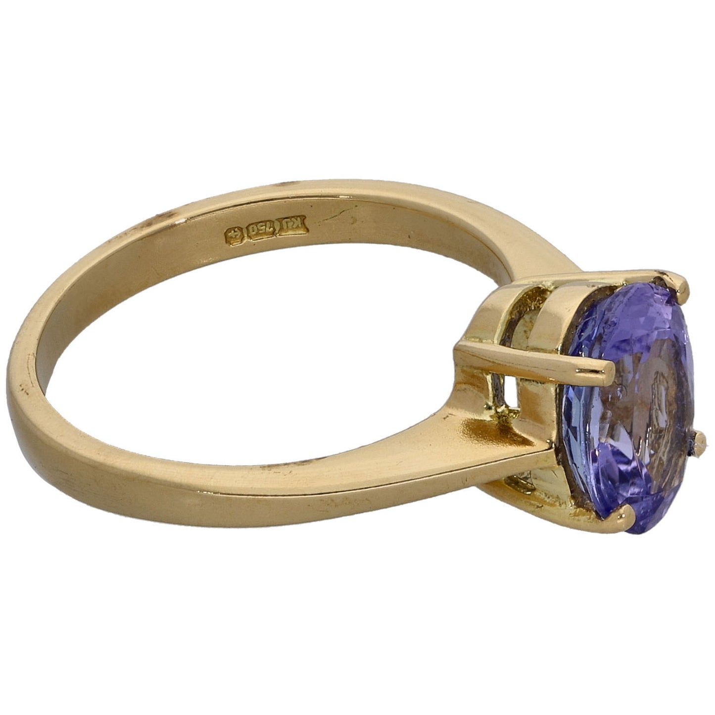 18ct Gold Tanzanite Single Stone Ring Size L