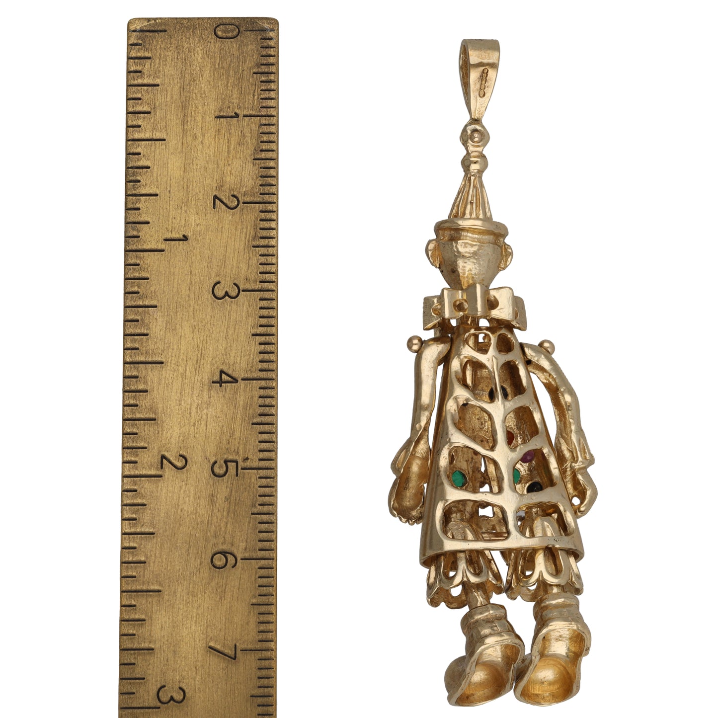9ct Gold Sapphire, Ruby, Emerald & Cubic Zirconia Clown Pendant