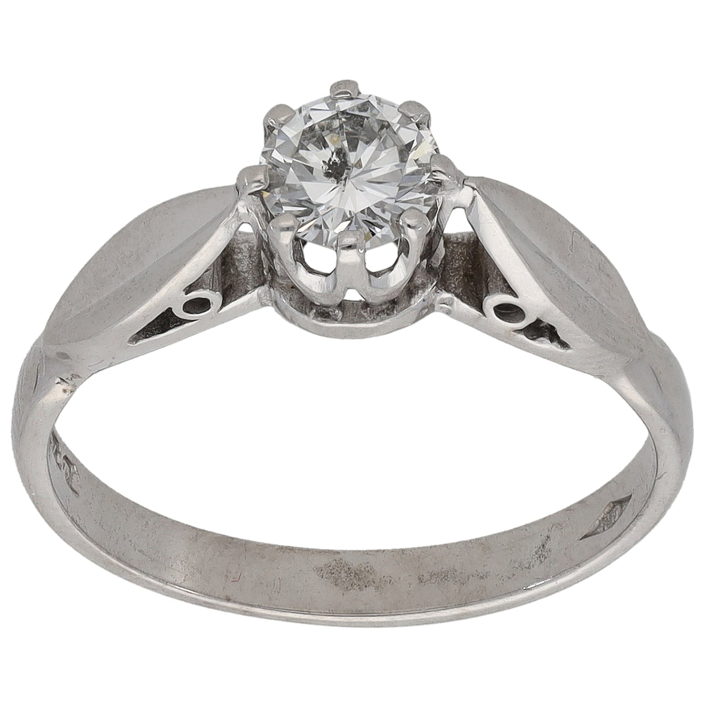 18ct White Gold 0.44ct Diamond Solitaire Ring Size N