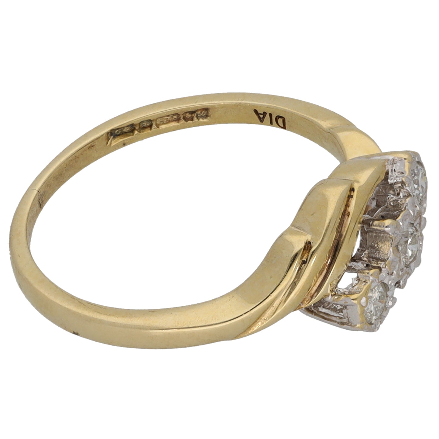 9ct Gold 0.10ct Diamond Trilogy Ring Size N