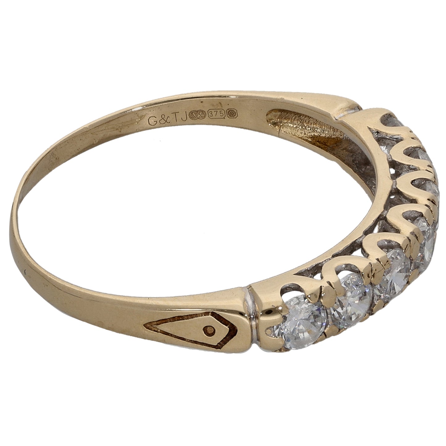 9ct Gold Cubic Zirconia Half Eternity Ring Size Q