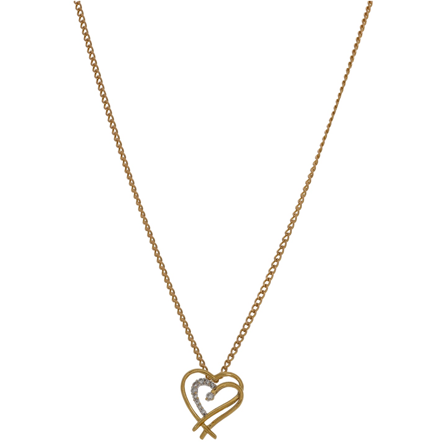 9ct Gold 0.12ct Diamond Heart Pendant With Chain