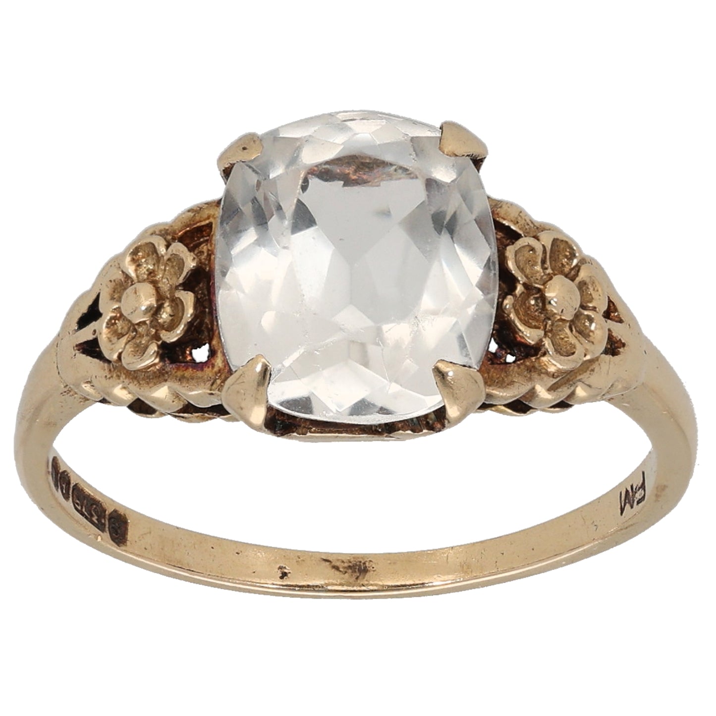 9ct Gold Quartz Single Stone Ring Size O