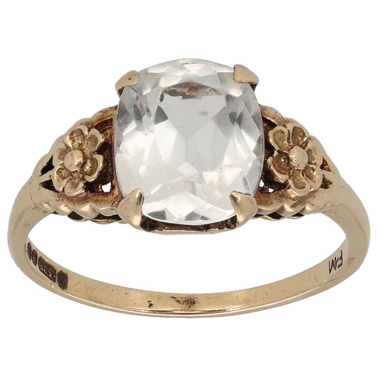 9ct Gold Quartz Single Stone Ring Size O