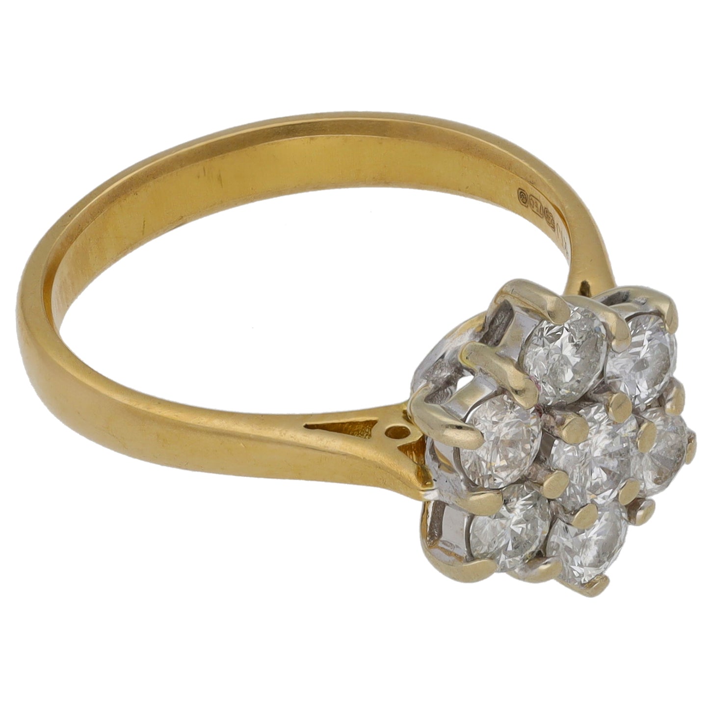 18ct Gold 1.00ct Diamond Cluster Ring Size N