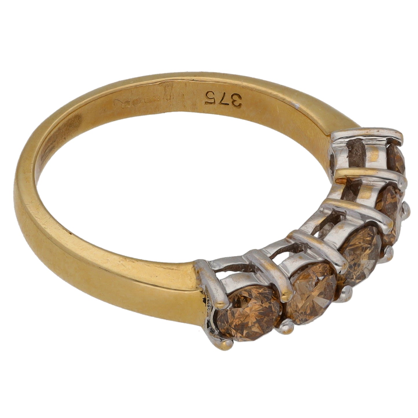 9ct Bicolour Gold 1.00ct Diamond Half Eternity Ring Size L