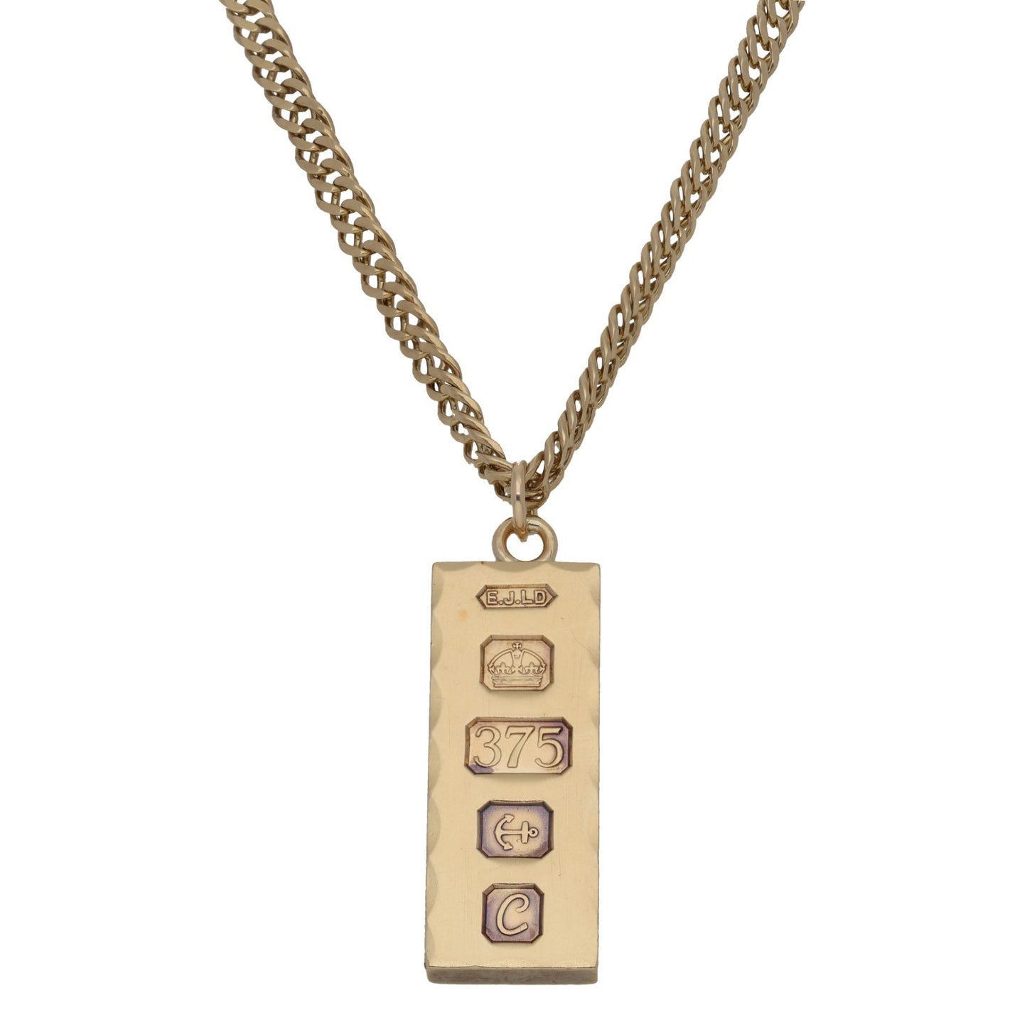 9ct Gold Ingot Pendant With Chain