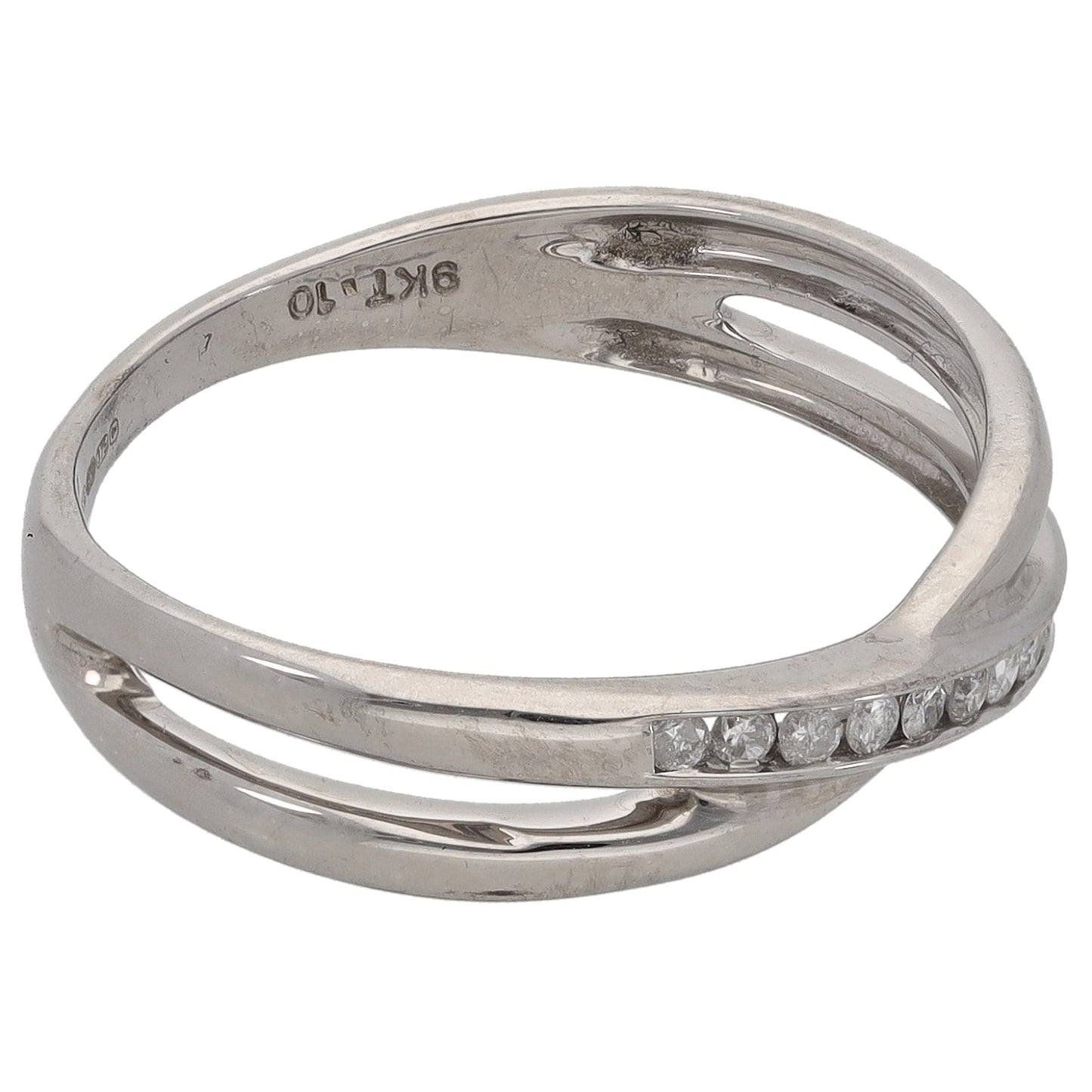 9ct White Gold 0.10ct Diamond Half Eternity Ring Size O