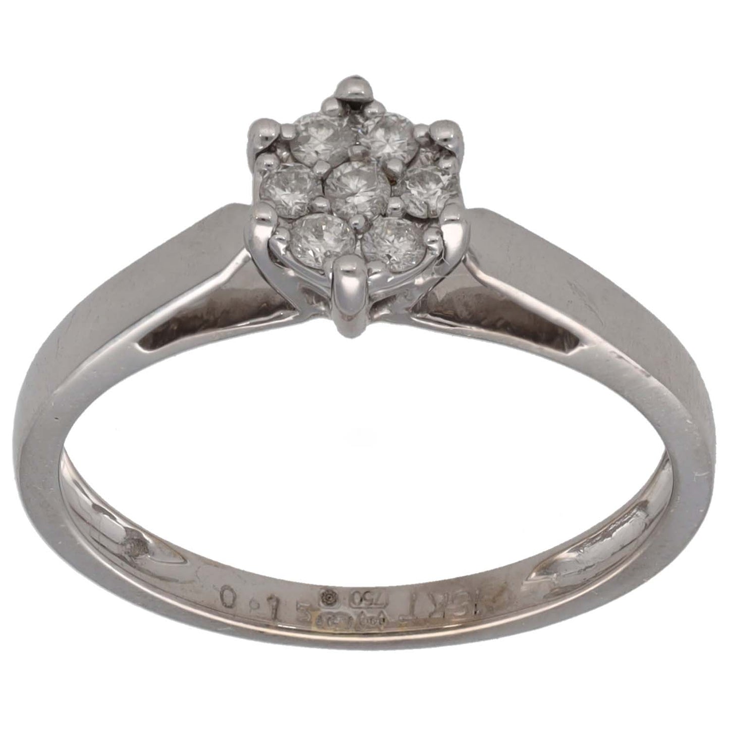 18ct White Gold 0.15ct Diamond Cluster Ring Size N