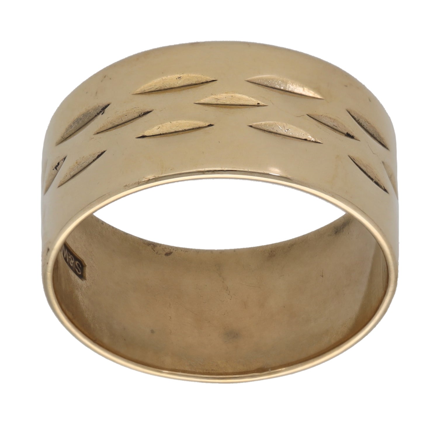 9ct Gold Patterned Wedding Ring Size M