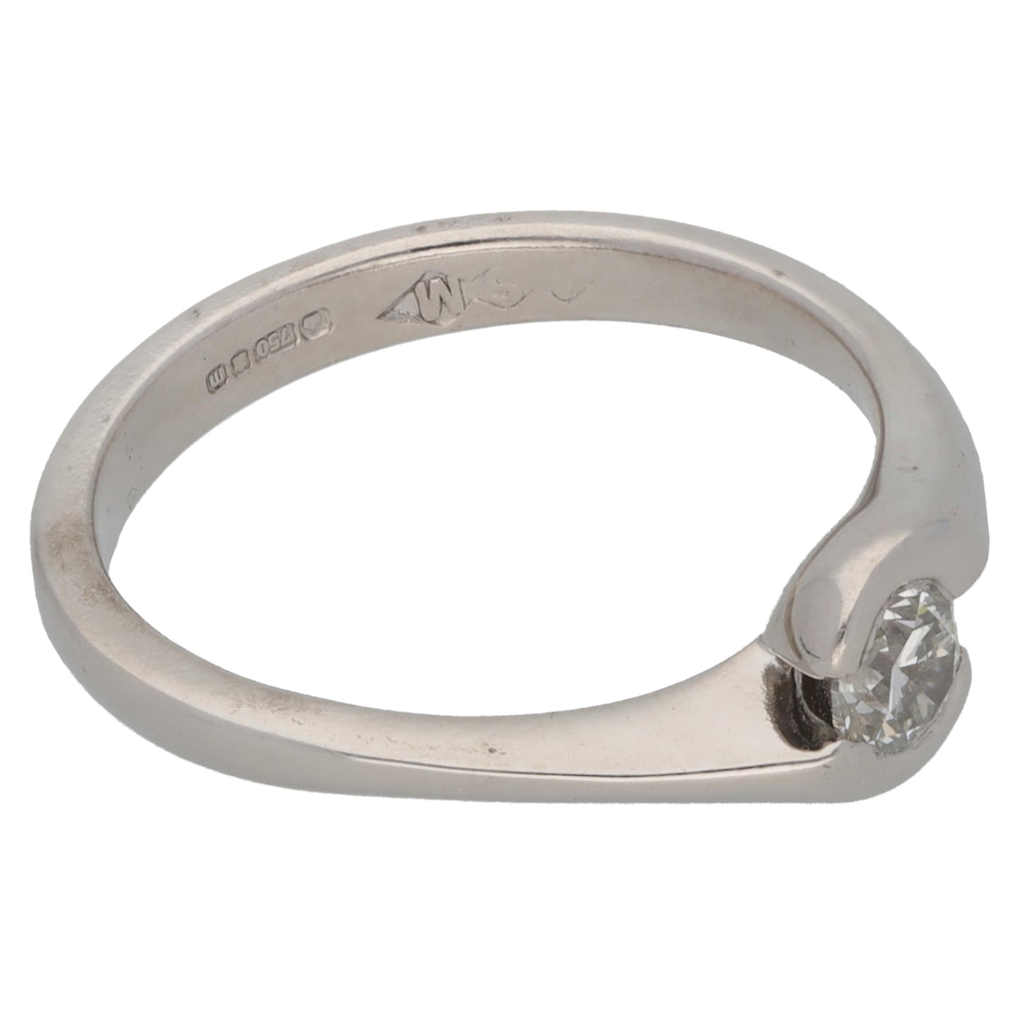 18ct White Gold 0.23ct Diamond Solitaire Ring Size L