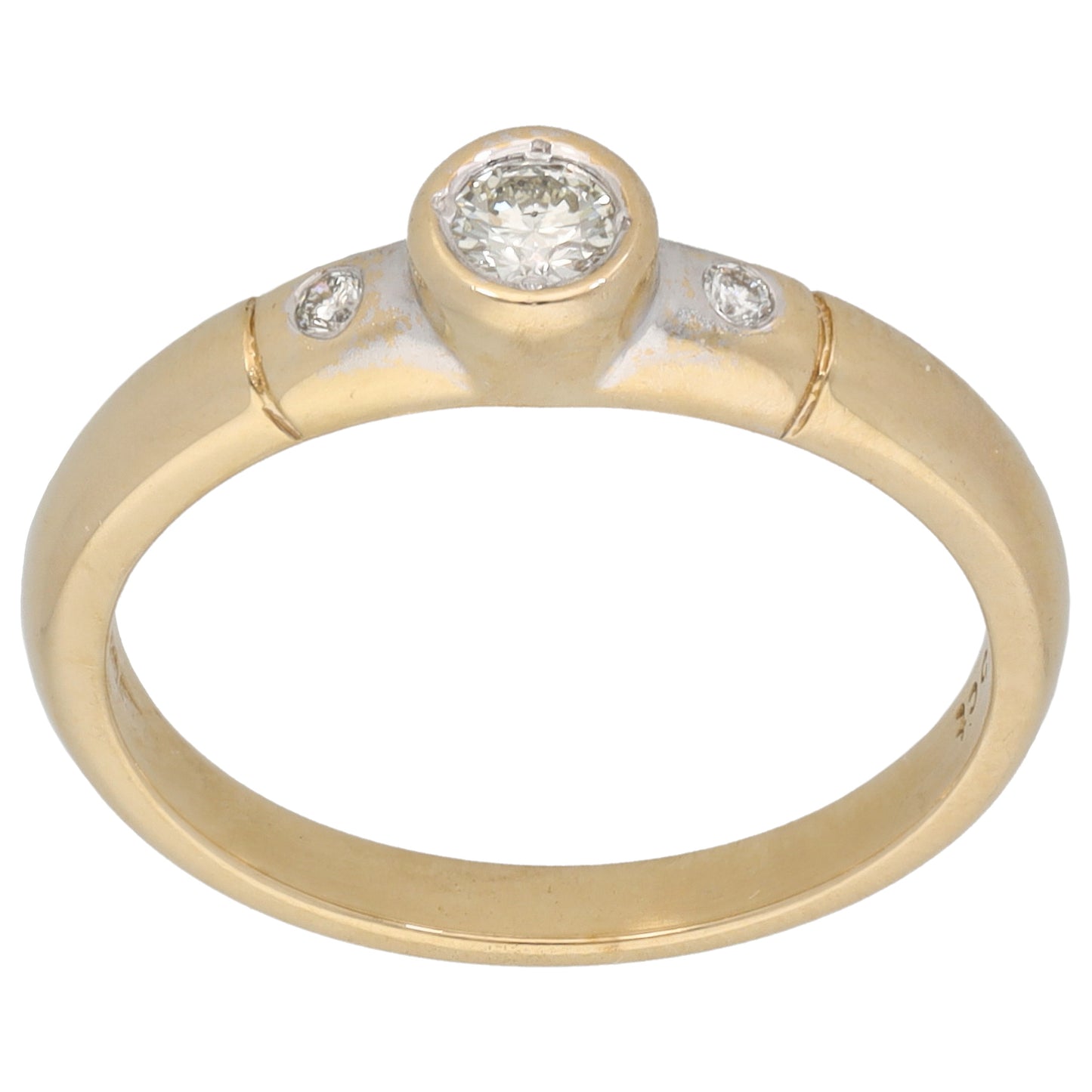 9ct Gold 0.15ct Diamond Three Stone Ring Size P