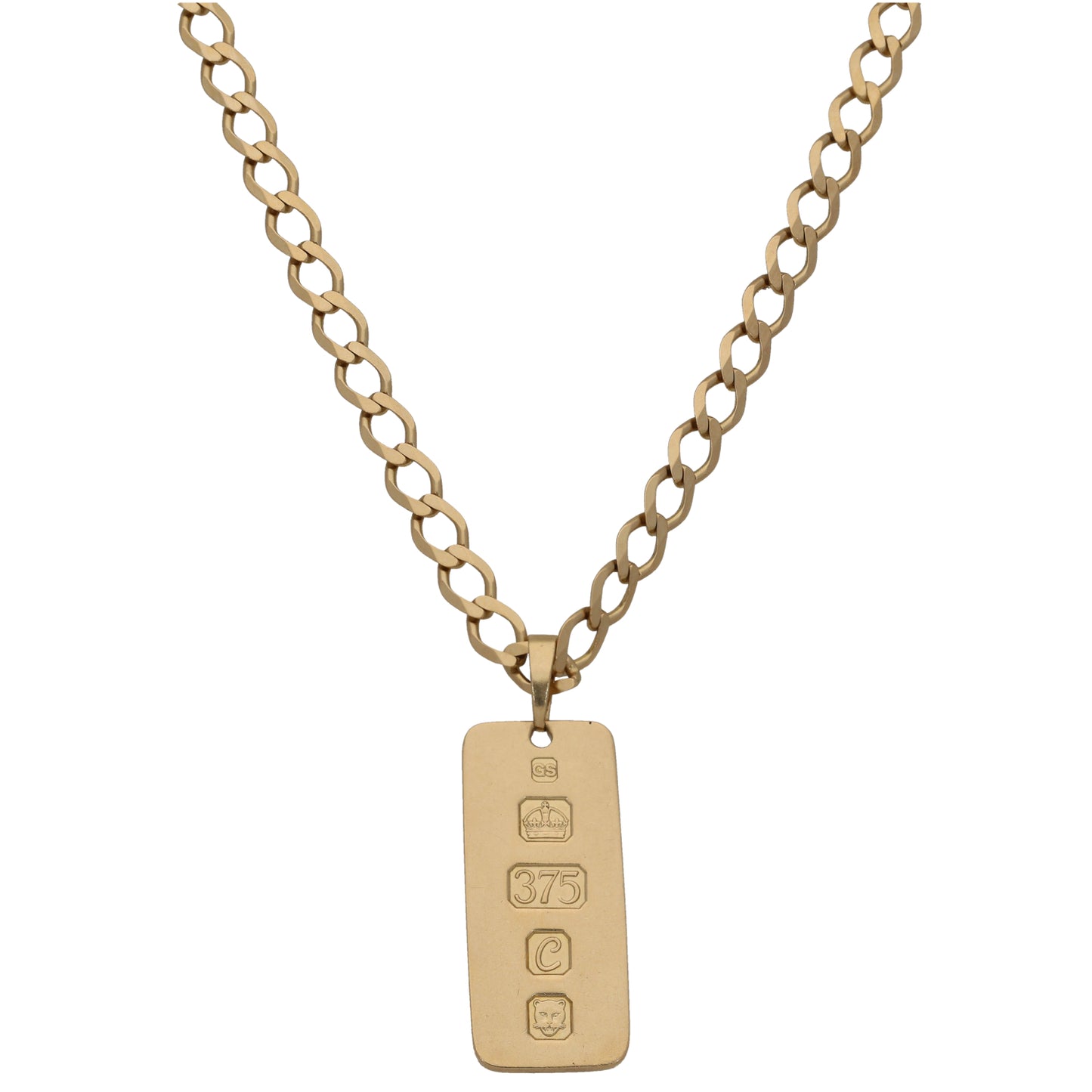 9ct Gold Ingot Pendant With Chain