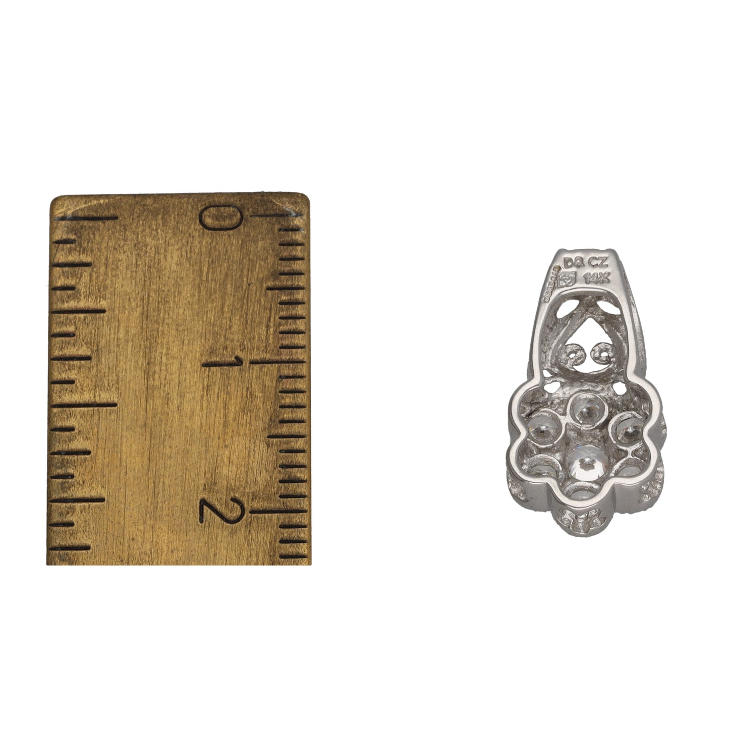 14ct White Gold Cubic Zirconia Cluster Pendant