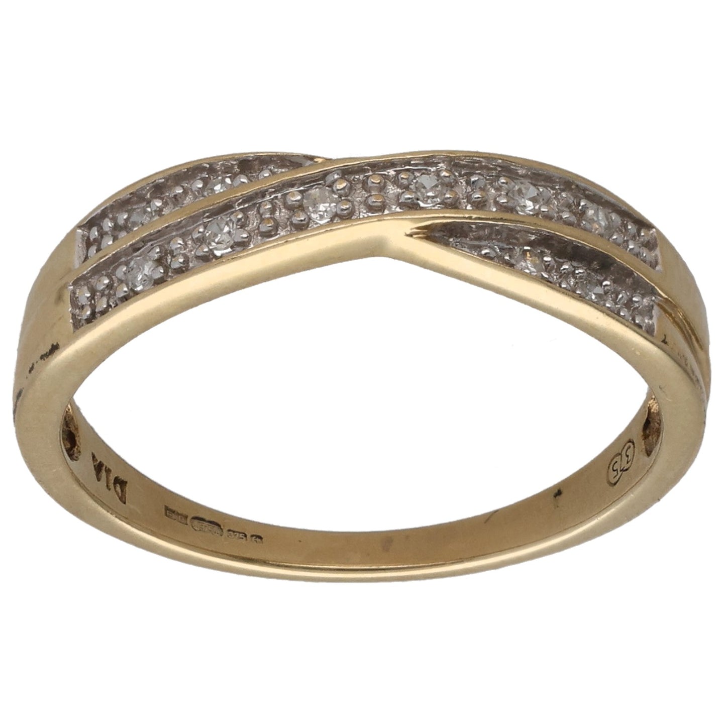9ct Gold 0.10ct Diamond Half Eternity Ring Size N