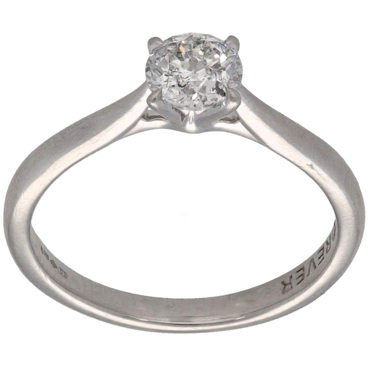 Platinum 0.56ct Diamond Solitaire Ring Size L