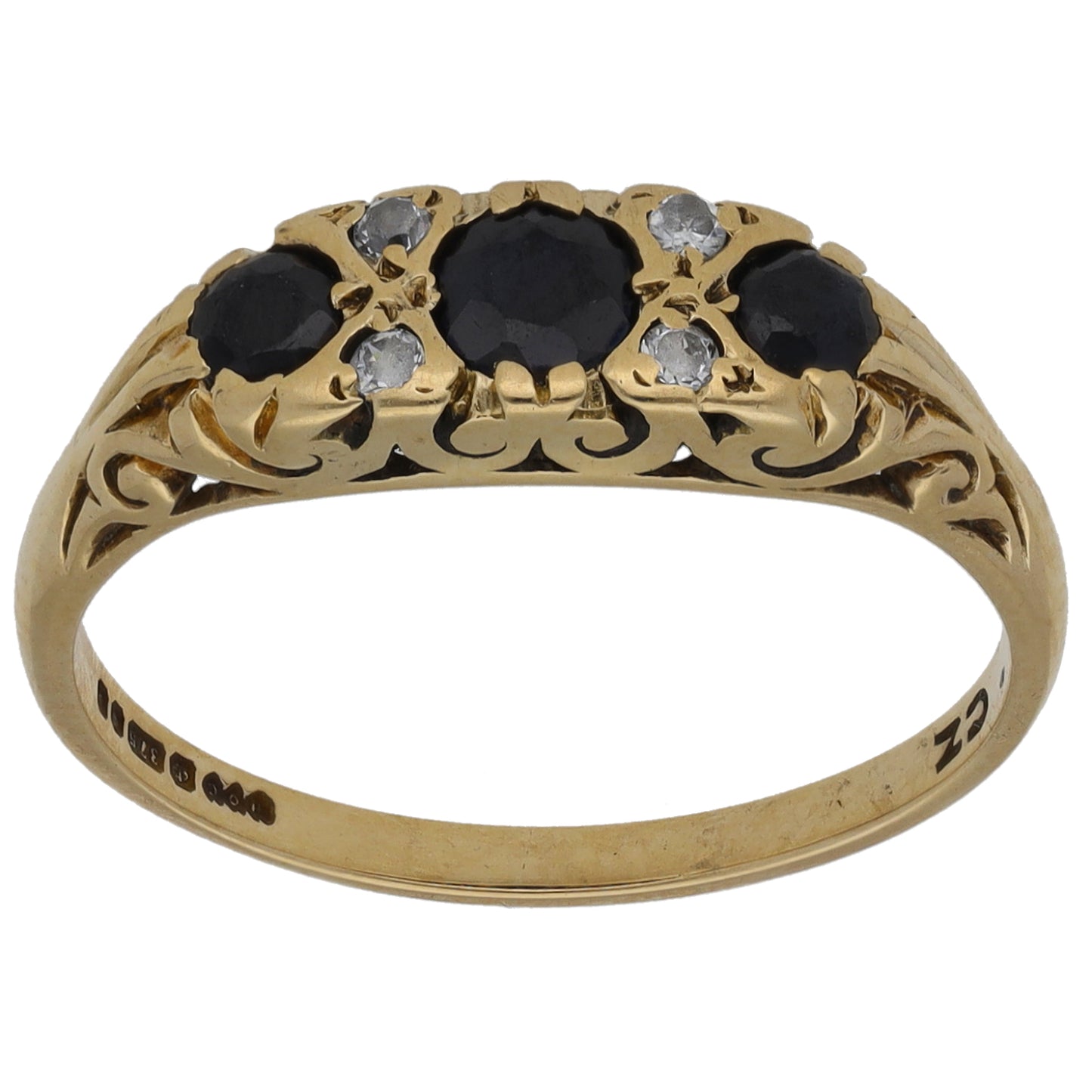 9ct Gold Sapphire & Cubic Zirconia Dress/Cocktail Ring Size N