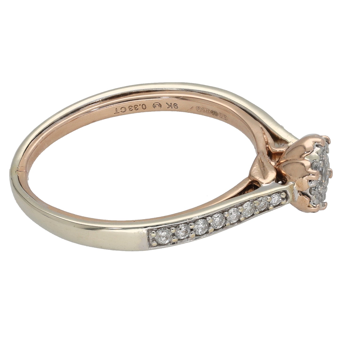 9ct Gold 0.33ct Diamond Cluster Ring Size S
