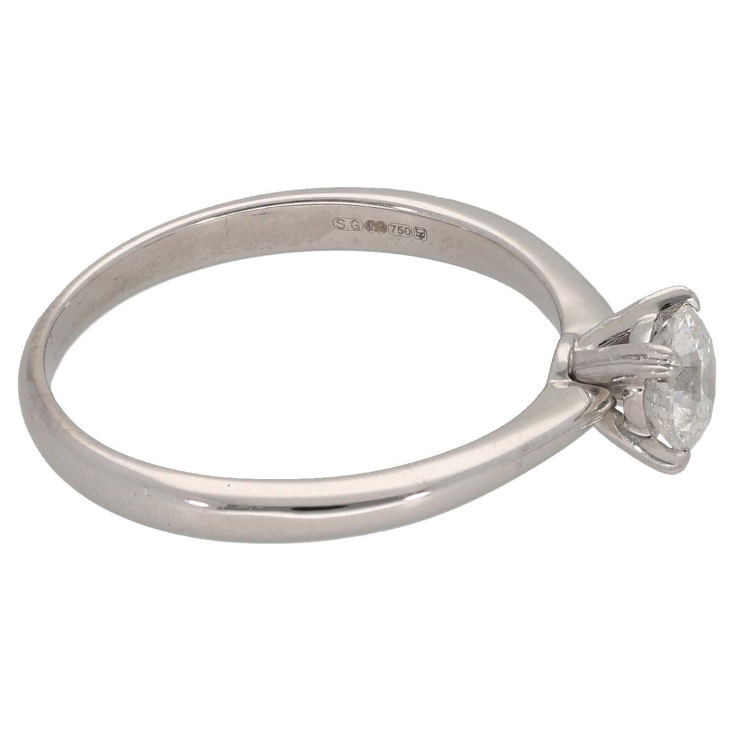 18ct White Gold 0.52ct Diamond Solitaire Ring Size O