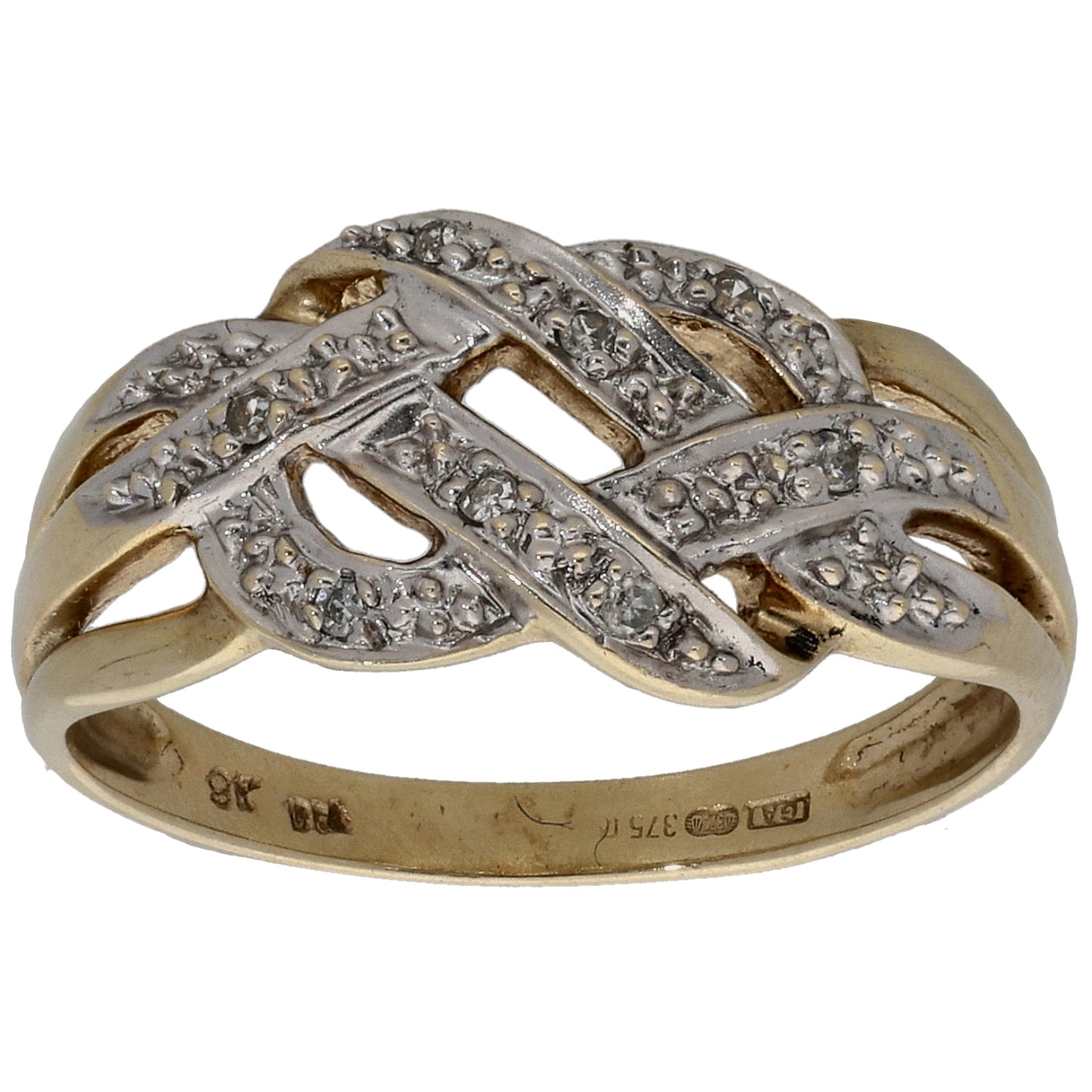 9ct Bicolour Gold 0.05ct Diamond Cluster Ring Size L