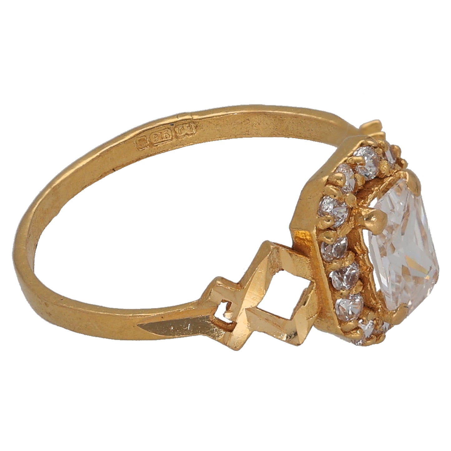 22ct Gold Cubic Zirconia Cluster Ring Size K