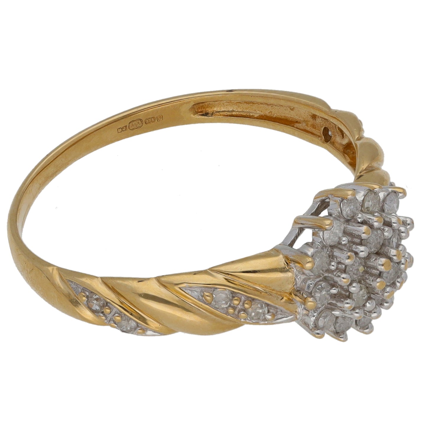 9ct Gold 0.25ct Diamond Cluster Ring Size P