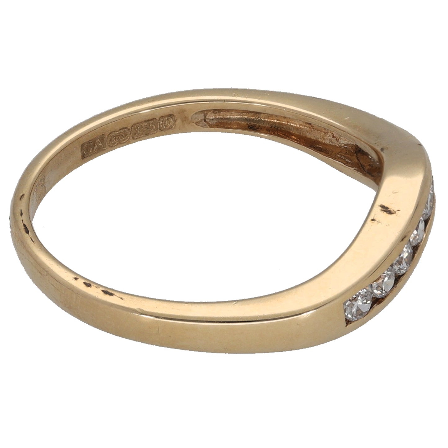 9ct Gold Cubic Zirconia Wishbone Ring Size N
