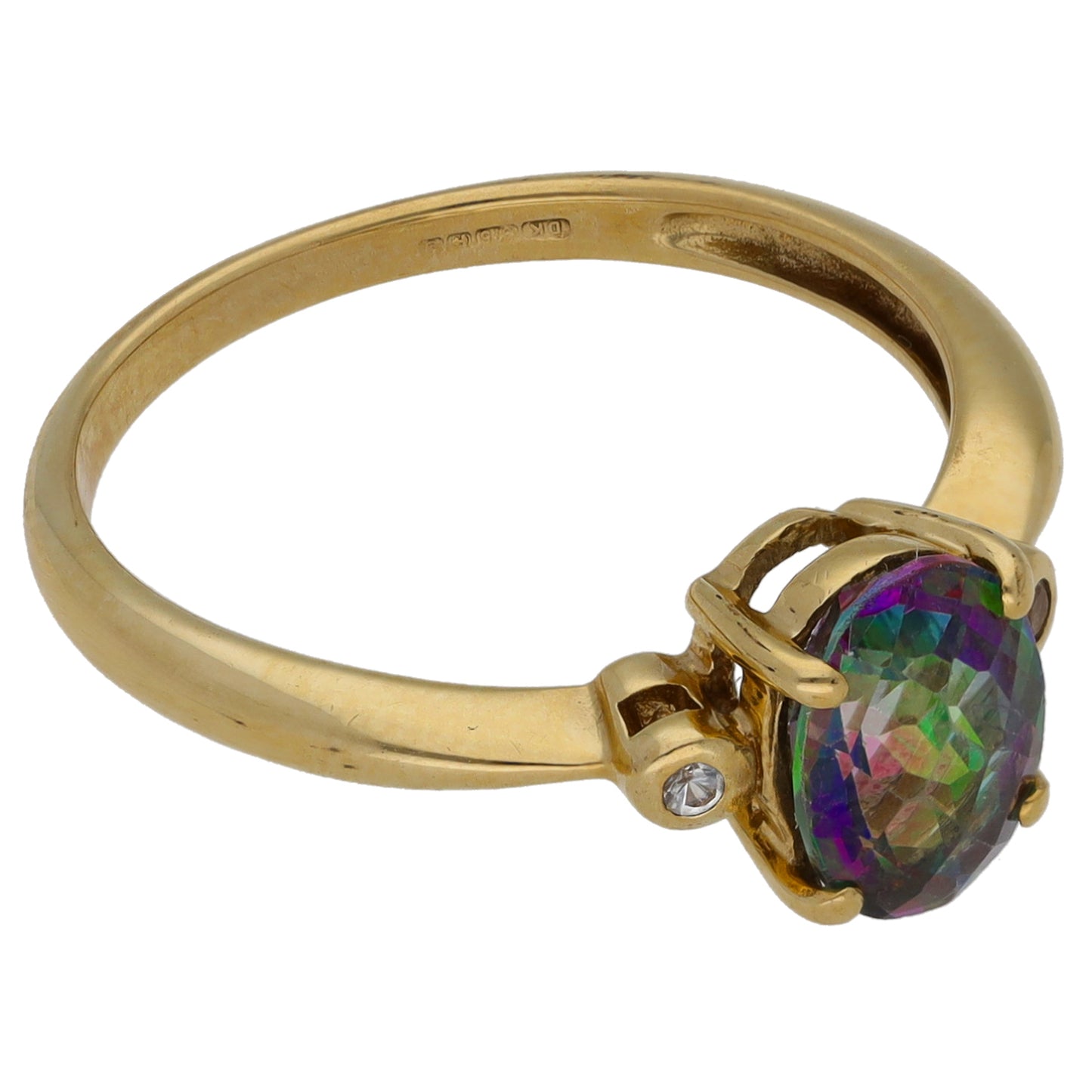 9ct Gold Coated Topaz & Topaz Three Stone Ring Size N