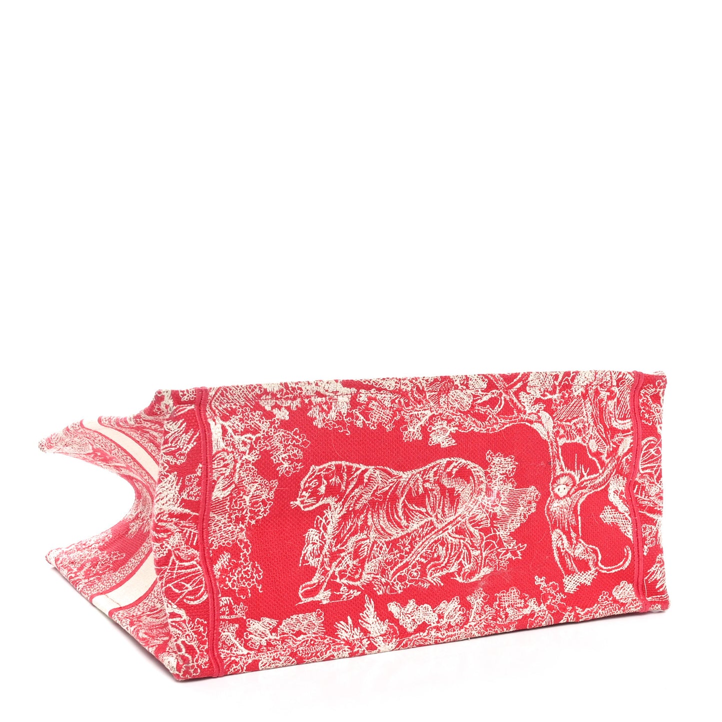 Christian Dior Book Tote Toile de Jouy Embroidered Canvas Bag - Raspberry