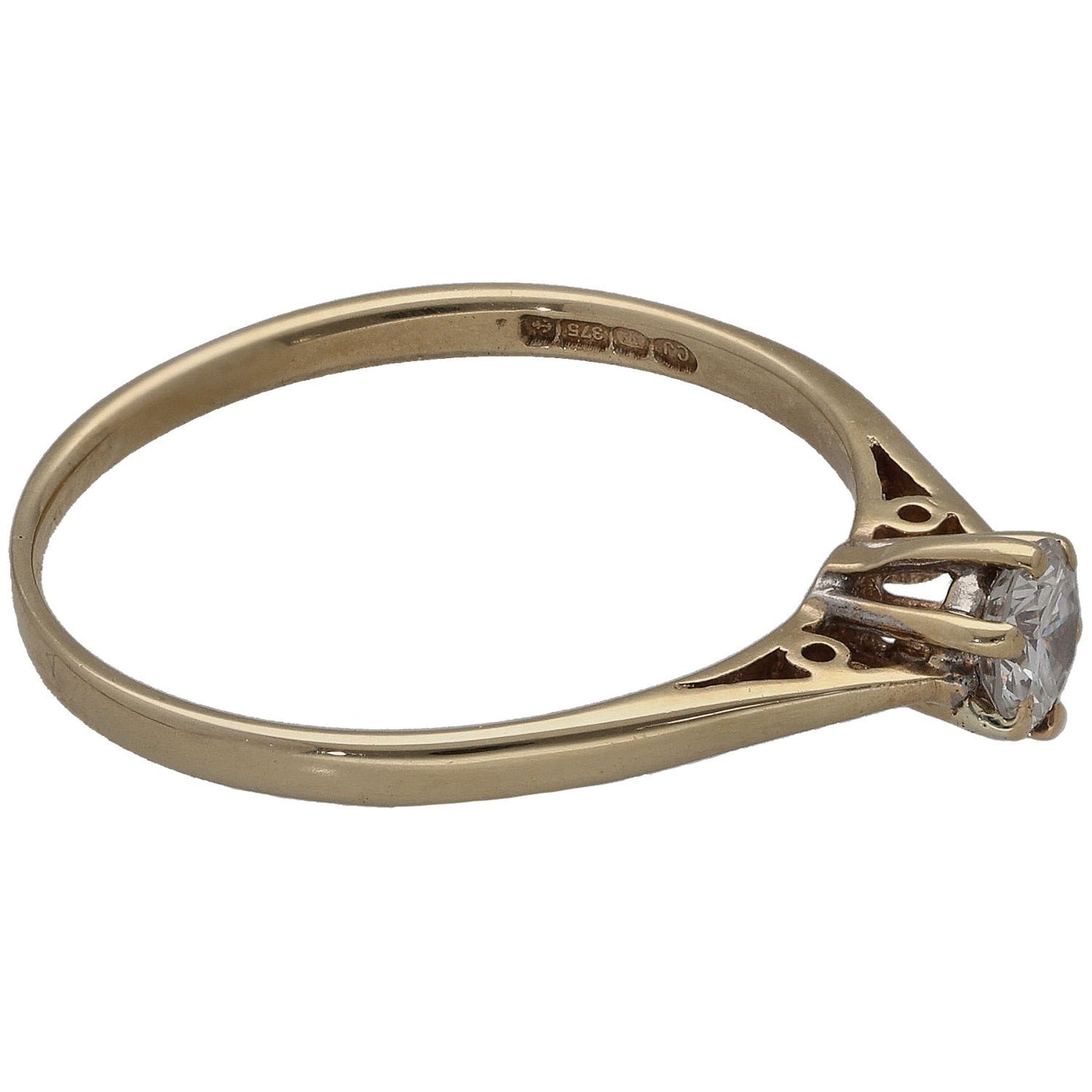 9ct Gold 0.20ct Diamond Solitaire Ring Size M