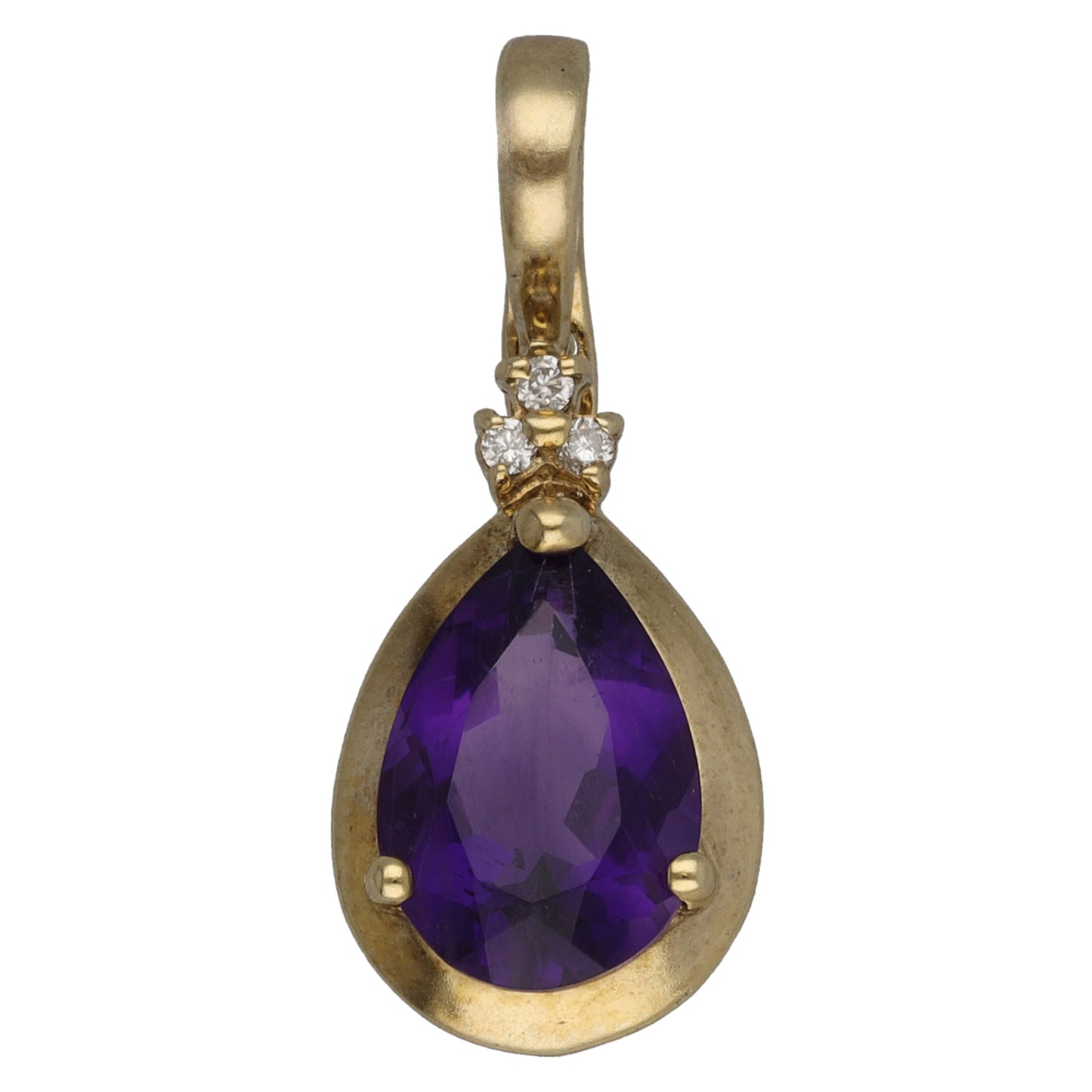 9ct Gold Amethyst & 0.03ct Diamond Dress/Cocktail Pendant