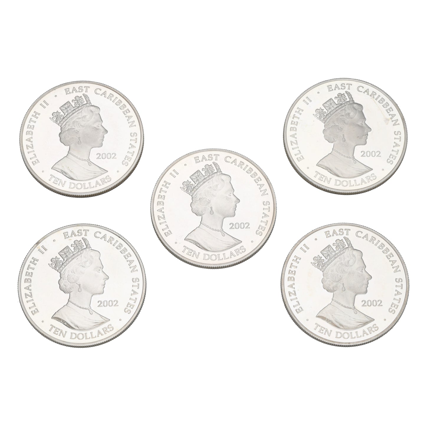 Silver The Golden Jubilee Monarchs 10 Dollars Coins x5 2002