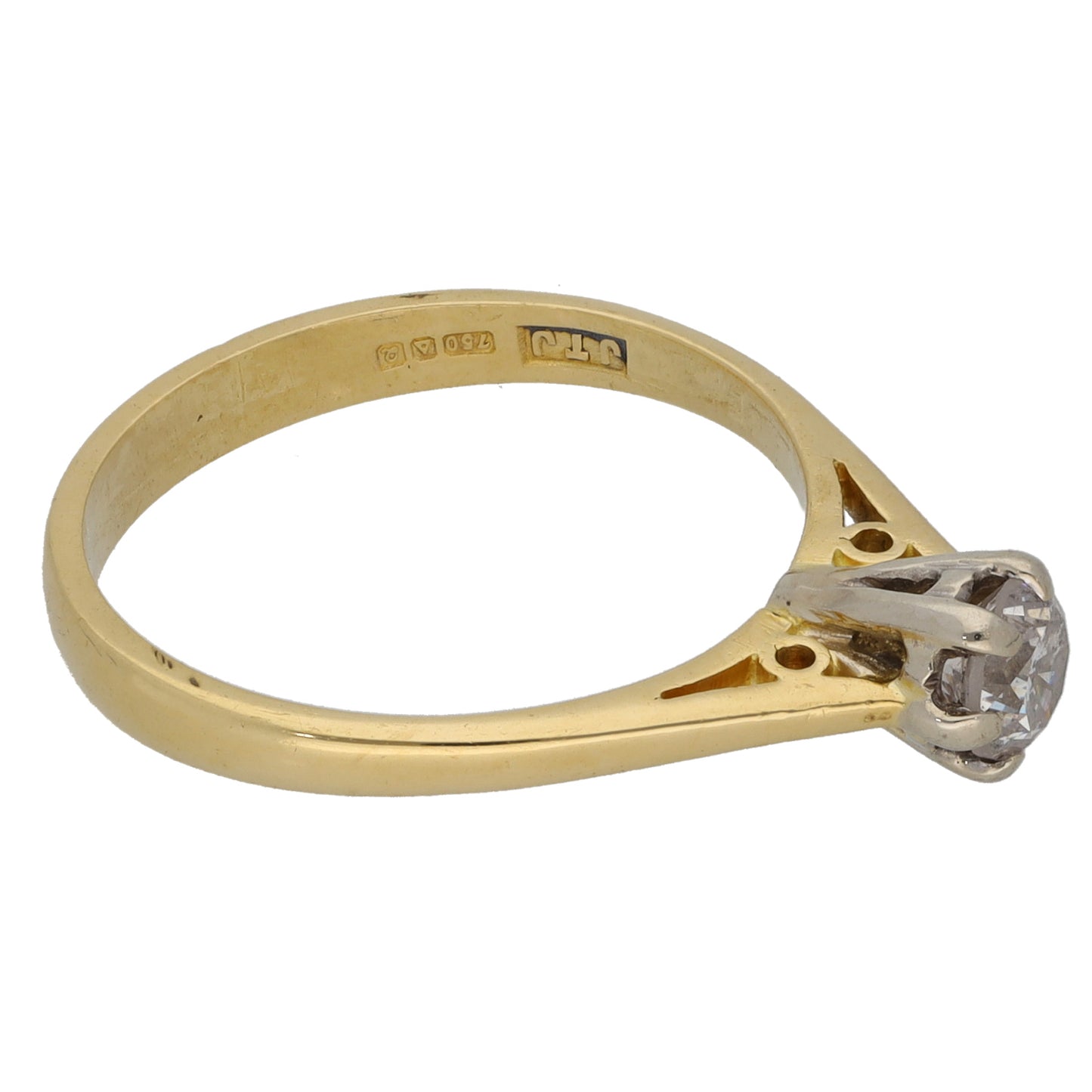 18ct Gold 0.33ct Diamond Solitaire Ring Size M
