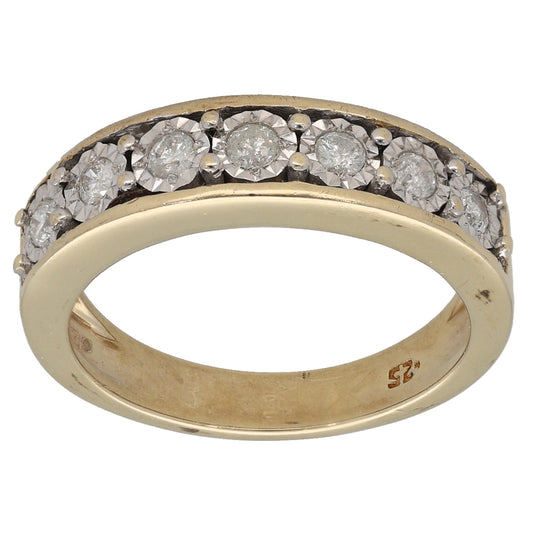 9ct Gold 0.25ct Diamond Half Eternity Ring Size L