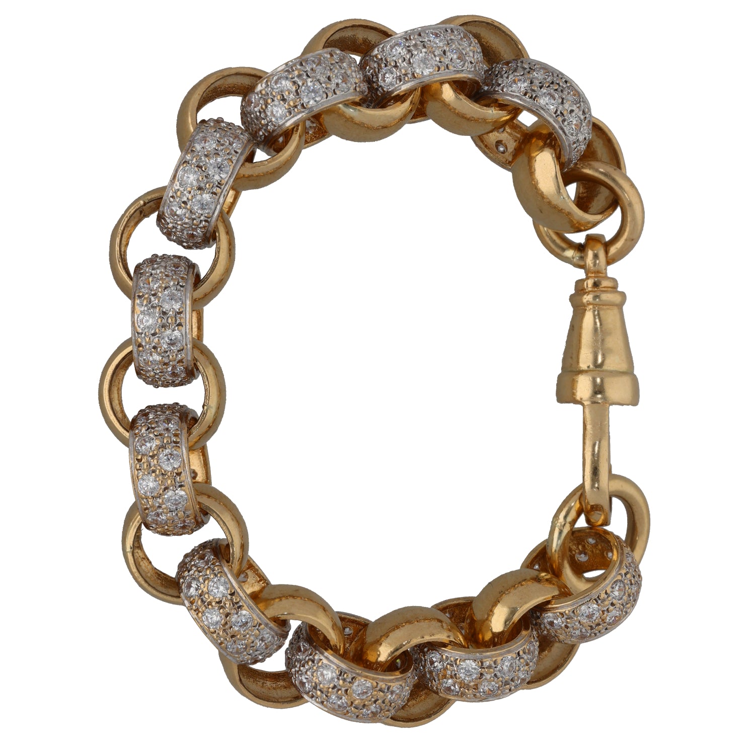 9ct Gold Cubic Zirconia Belcher Bracelet H&T