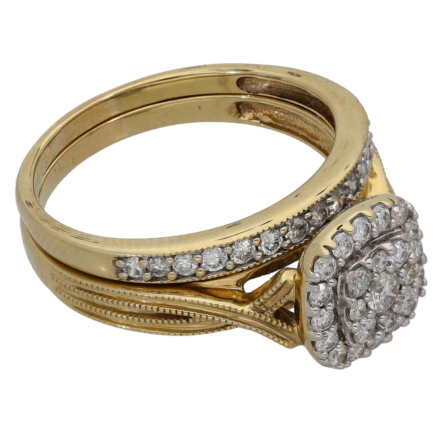 9ct Gold 0.655ct Diamond Ring Set Size P