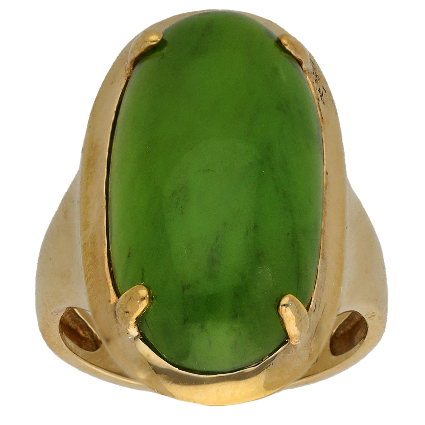 9ct Gold Jade Single Stone Ring Size L