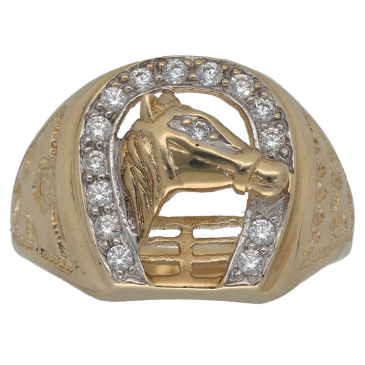 9ct Gold Cubic Zirconia Horseshoe Ring Size X