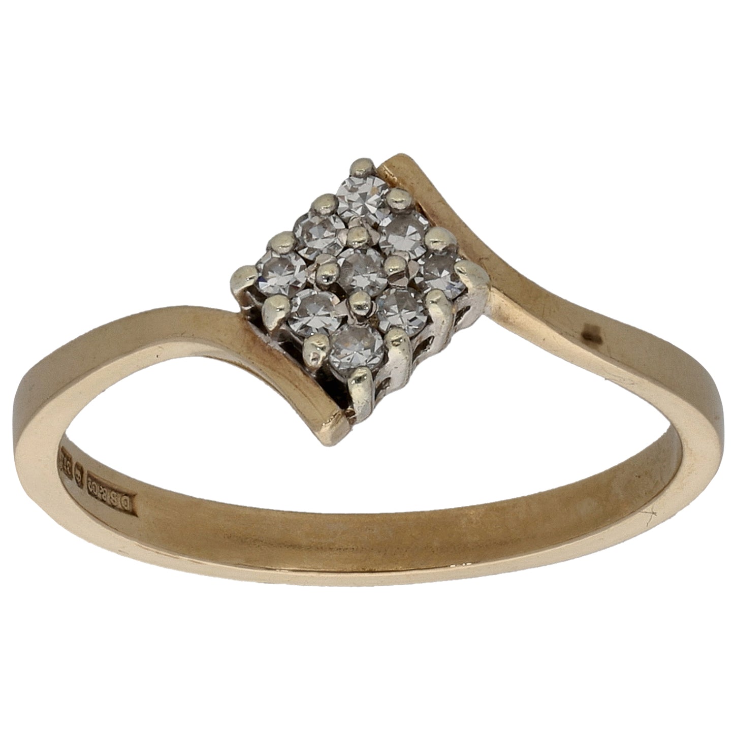 9ct Gold 0.09ct Diamond Cluster Ring Size N