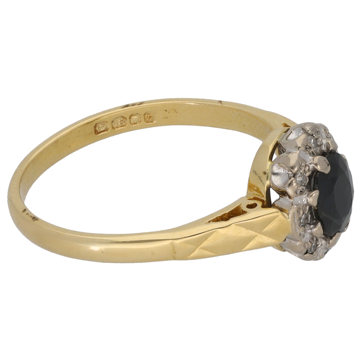 18ct Gold Sapphire & 0.04ct Diamond Dress/Cocktail Ring Size N