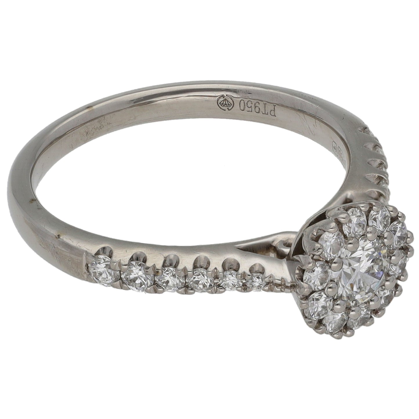 Platinum 0.57ct Diamond Halo Ring Size K