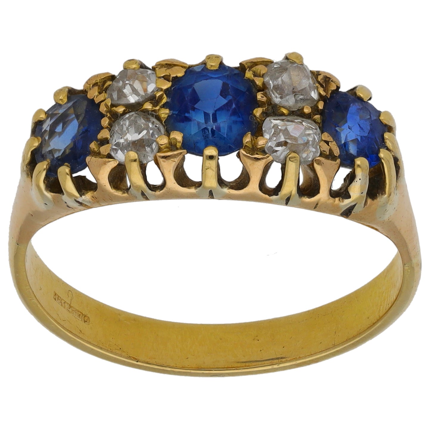 9ct Gold Sapphire & 0.32ct Diamond Dress/Cocktail Ring Size Q