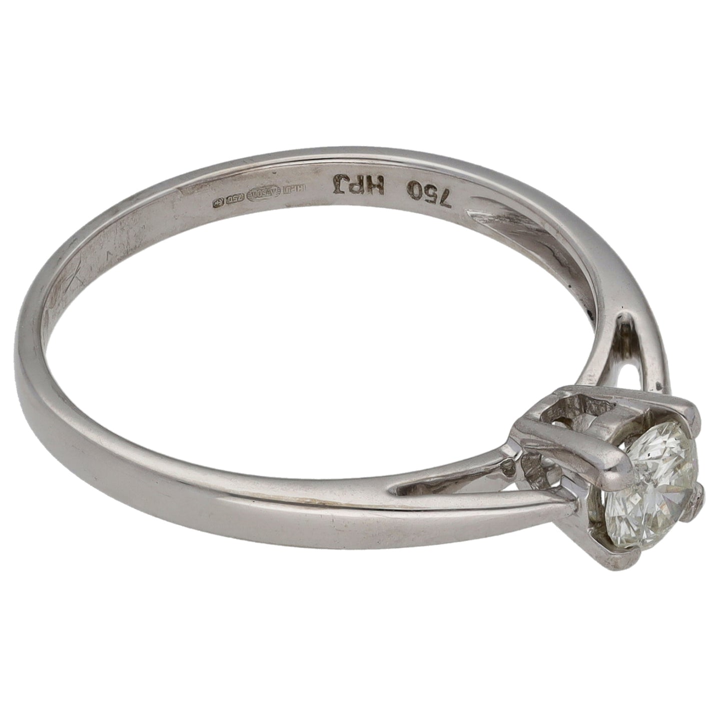 18ct White Gold 0.33ct Diamond Solitaire Ring Size P